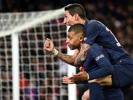 Kylian Mbappé et Angel Di Maria buteurs lors de la victoire à domicile face à Marseille. AFP