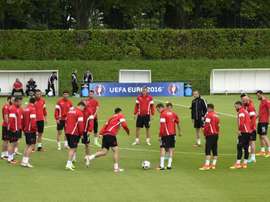 Les joueurs albanais à lentraînement, le 18 juin 2016 à Lyon