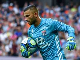 Anthony Lopes en championnat sur le terrain de Montpellier. AFP