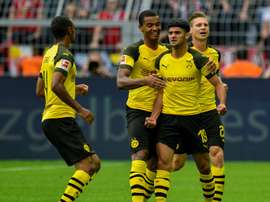 La rage de Mahmoud Dahoud (N.19) après avoir égalisé pour Dortmund contre le RB Leipzig. AFP