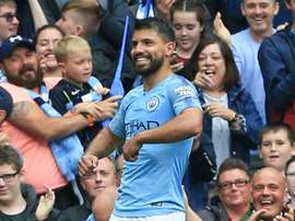 Sergio Agüero auteur d'un triplé lors de la victoire de Manchester City. AFP