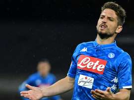 L'attaquant de Naples Driez Mertens lors de la réception de Cagliari. AFP