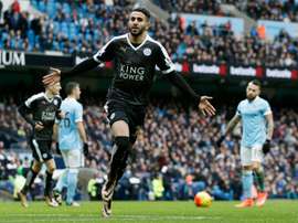 Le meneur de jeu de Leicester City Riyad Mahrez, buteur contre Manchester City. AFP