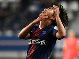 Shuang Wang après une occasion manquée face à Chelsea en Ligue des champions. AFP