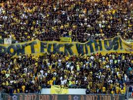 Une banderole déployée par le groupe d'ultras israéliens La Familia avant Beitar Jerusalem. AFP
