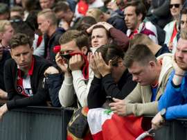 La déception des supporters de Feyenoord lors du derby perdu face à l'Excelsior. AFP