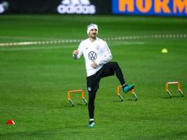 Ilkay Gündogan lors dun entraînement avec l'Allemagne à Tallinn. AFP