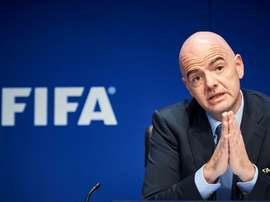Le président de la Fifa Gianni Infantino en conférence de presse. AFP
