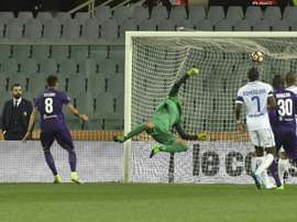 Matias Vecino inscrit le premier but de la Fiorentina contre l'Inter Milan. AFP