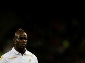 Mario Balotelli lors du match à Guingamp. AFP