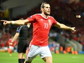 Lattaquant gallois Gareth Wales fête un but contre la Russie à lEuro, le 20 juin 2016 à Toulouse