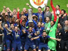 L'équipe de Manchester United victorieuse de l'Europa League aux dépens de l'Ajax Amsterdam. AFP