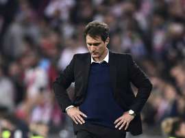 Lentraîneur des Boca Juniors Guillermo Barros Schelotto lors du River-Boca. AFP