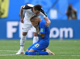 Oviedo had a word with Neymar during the game. AFP