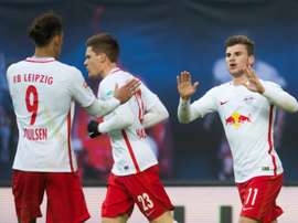 RB Leipzig foi a Gelsenkirchen empatar com o Schalke 04. AFP