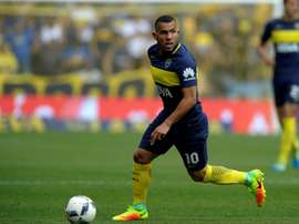 Carlos Tevez, sous le maillot de Boca Juniors, contre Sarmiento. AFP