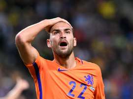 Le milieu Wesley Sneijder auteur du but de légalisation pour les Pays-Bas face à la Suède en qualifications pour le Mondial-2018, le 6 septembre 2016 à Solna en Suède