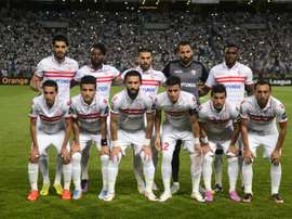 L'équipe de Zamalek, une des équipes cairotes, avant la finale de la CAF au stade Borg el-Arab. AFP