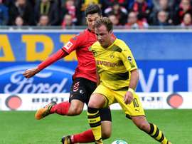 Mario Gotze in action during Dortmund's goalless draw with Freiburg on Saturday. AFP