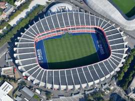 Vue aérienne du Parc des princes à Paris, le stade du PSG. AFP