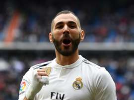Benzema é o jogador com mais golos de cabeça esta temporada. AFP