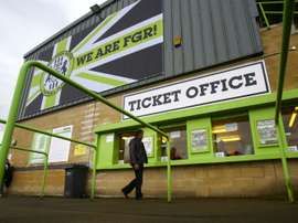 L'entrée du club Forest Green Rovers, dans l'ouest de l'Angleterre, premier club vert. AFP