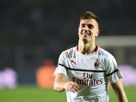 L'attaquant de l'AC Milan Krzysztof Piatek lors du match contre Bergame. AFP
