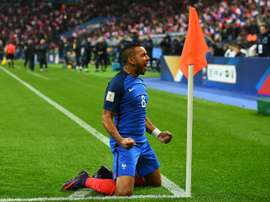 Dimitri Payet exulte après son but décisif avec les Bleus contre la Suède, le 11 novembre 2016 au Stade de France