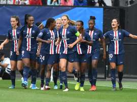 Les joueurs du PSG lors du Trophée des Championnes face à Lyon. AFP