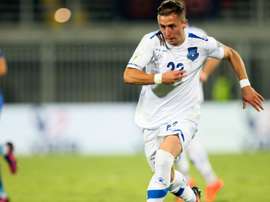 Bernard Berisha avec le Kosovo, lors d'un match de qualifis pour le Mondial face à la Croatie. AFP