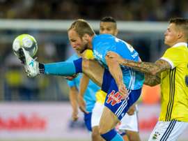 Valère Germain (N.28) lors de la victoire de l'OM contre Fenerbahçe en amical à Lausanne. AFP