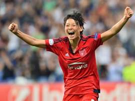 La défenseure japonaise de Lyon Saki Kumagai, lors de la finale de la Ligue des champions à Reggio Emilia, le 26 mai 2016