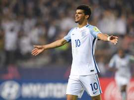 Dominic Solanke, auteur d'un doublé pour l'Angleterre contre l'Italie en demi-finale. AFP
