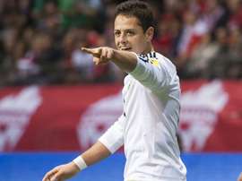 Javier Chicharito Hernandez ouvre la marque pour le Mexique face au Canada lors des éliminatoires pour le Mondial-2018 zone concacaf, le 25 mars 2016 à Vancouver