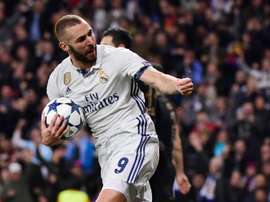 Karim Benzema was the hero in Real's match against Eibar today. AFP