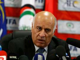 Le président de la fédération palestinienne de football Jibril Rajoub, lors dun point presse, le 12 octobre 2016 à Ramallah