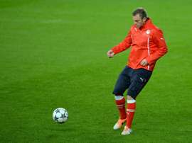 Avraam Papadopoulos lors d'un entraînement avec l'Olympiakos. AFP