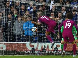 Raheem Sterling fez o segundo gol do Manchester City, frente ao Cardiff. Twitter
