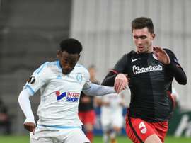 Nkoudou (L) in action for Marseille. AFP