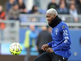 Djibril Cissé, alors attaquant à Bastia, au stade Armand Cesari, le 10 janvier 2015. AFP