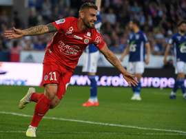 Delort permet à Montpellier de rester en course pour l'Europe. AFP