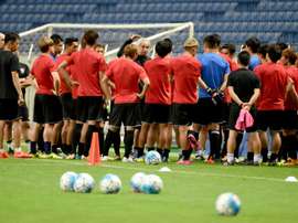 L'équipe du Japon lors dune séance d'entraînement dirigée par Vahid Halilhodzic. AFP