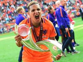 La Néerlandaise Shanice van de Sanden lors du sacre des Pays-Bas à l'Euro de football féminin.