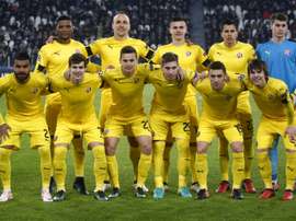 L'équipe du Dinamo Zagreb alignée contre la Juventus en Ligue des champions à Turin. AFP