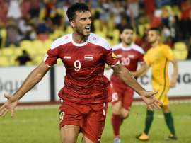L'attaquant syrien Omar al-Soma buteur sur penalty face à l'Australie. AFP