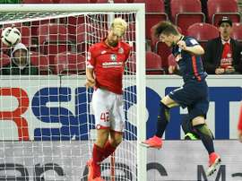 L'attaquant autrichien Marcel Sabitzer inscrit un but pour le RB Leipzig sur la pelouse de Maye. AFP