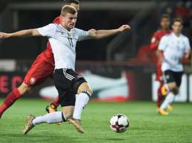 L'attaquant Timo Werner ouvre le score pour l'Allemagne face à la République tchèque. AFP
