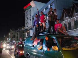 Supporters des 'Barea' dans les rues de Antananarivo après la victoire. AFP