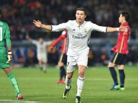 La joie de 'attaquant du Real Madrid, Ronaldo, auteur d'un triplé face aux Japonais de Kashima. AFP