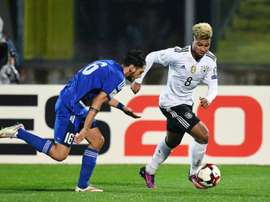 Serge Gnabry a inscrit un triplé pour l'Allemagne contre Saint-Marin à Serravalle. AFP